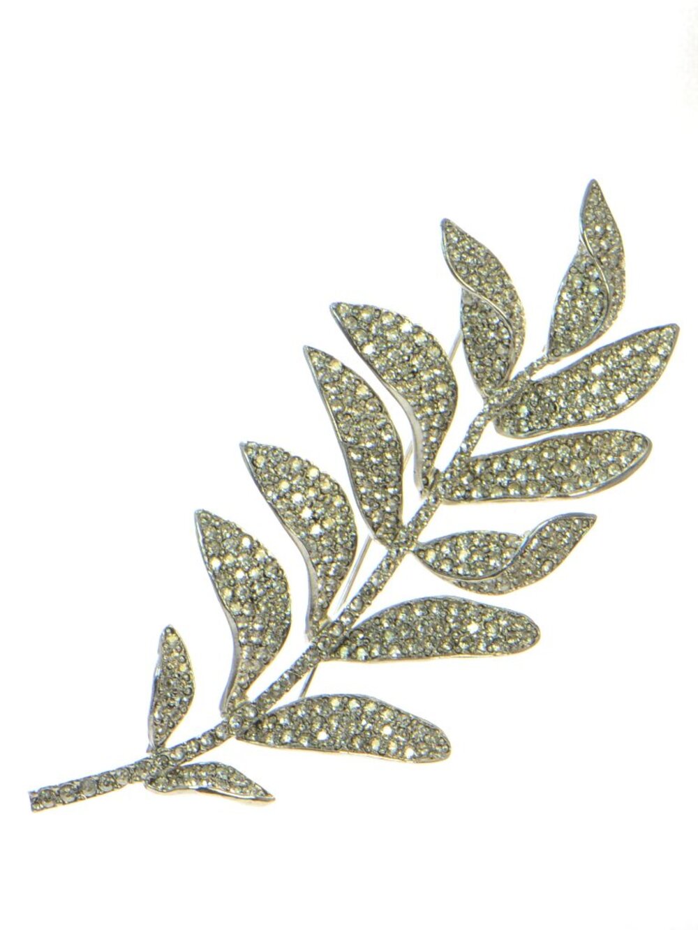 Oscar de la Renta Large Crystal Leaf Pin Brooch